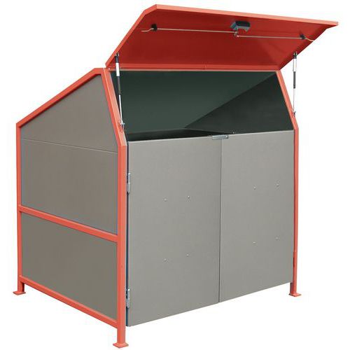 Marquesina para contenedores de residuos - 3 tabiques, puertas y suelo - Bauer Marquesina para contenedores de residuos - 3 tabiques, puertas y suelo - Bauer