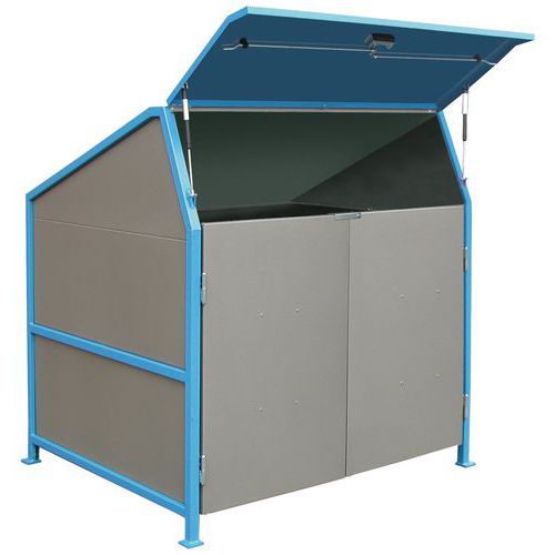 Marquesina para contenedores de residuos Secomat - 3 tabiques, puertas y suelo Marquesina para contenedores de residuos Secomat - 3 tabiques, puertas y suelo