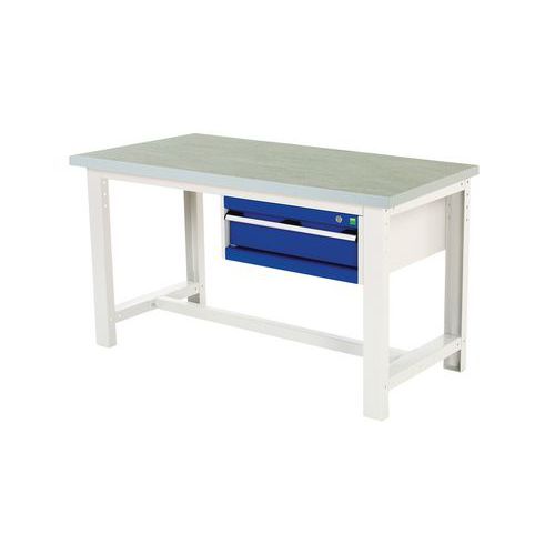 Banco de trabajo Cubio con 1 cajón - Ancho 150 cm - Linóleo Banco de trabajo Cubio con 1 cajón - Ancho 150 cm - Linóleo