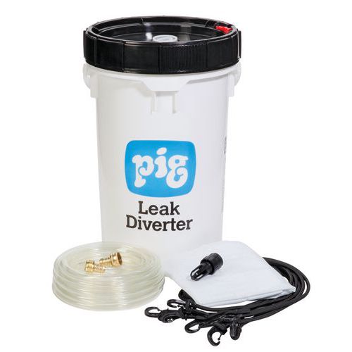 Sistema de desviación de goteras para techos - Con cubo