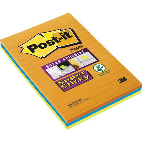 Bloc de notas de reunión, formato grande - Colores variados - Post-it Super Sticky