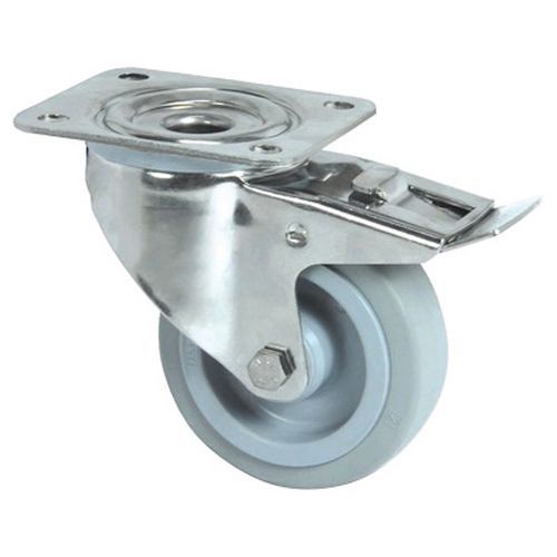 Rueda pivotante con pletina y freno - Capacidad 160 a 400 kg