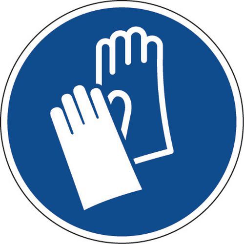 Panel de obligación - Guantes de protección obligatorias - Adhesivo Panel de obligación - Guantes de protección obligatorias - Adhesivo
