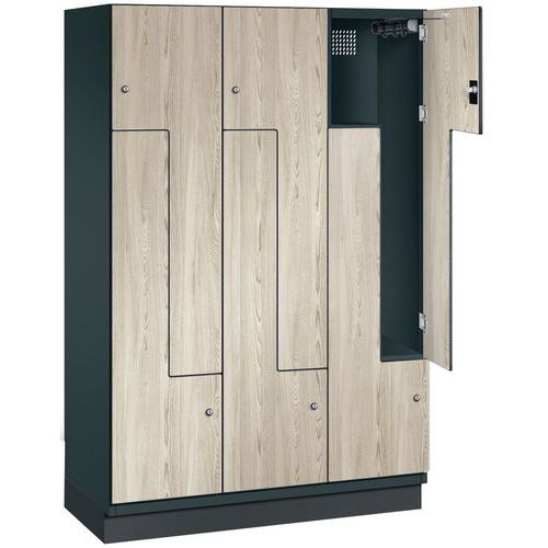 Taquilla con puerta L de madera - 2 a 6 compartimento de 200 mm de ancho - Con base - CP