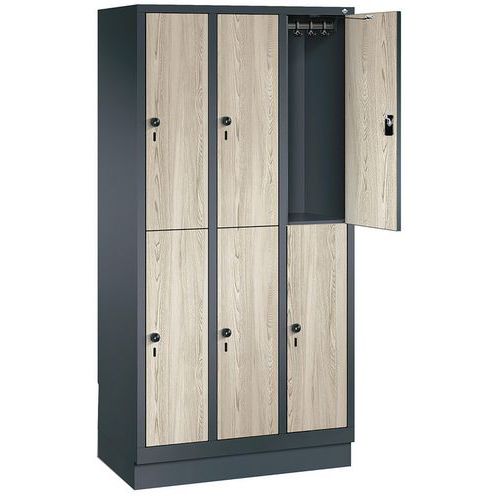 Taquilla de madera de 4 a 8 compartimentos con perchero Évolo II - 2 a 4 columnas de 300 mm de ancho - CP