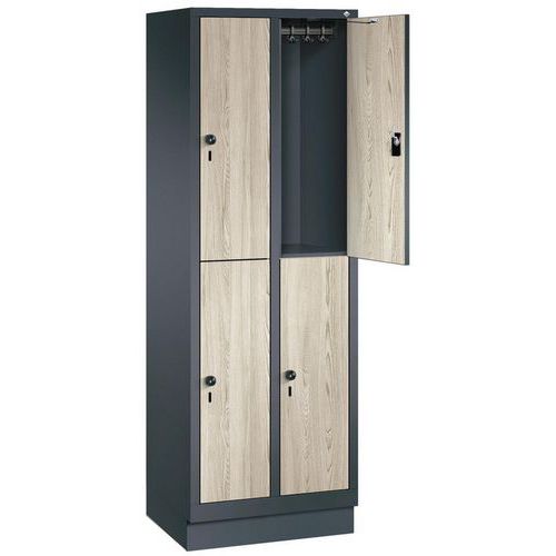 Taquilla de madera de 4 a 8 compartimentos con perchero Évolo II - 2 a 4 columnas de 300 mm de ancho - CP