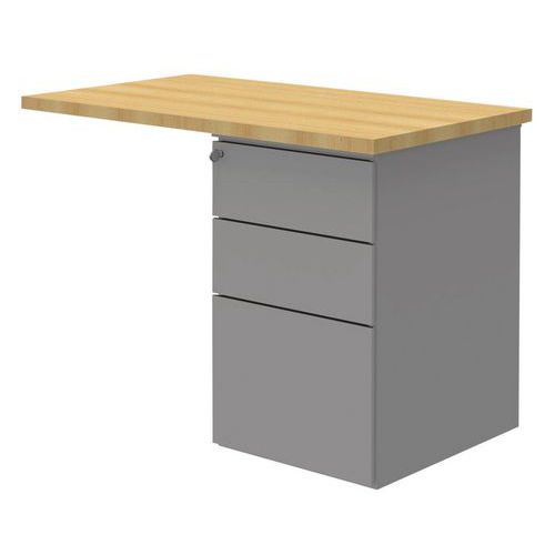 Ala para mesa Open con cajonera - Haya/aluminio