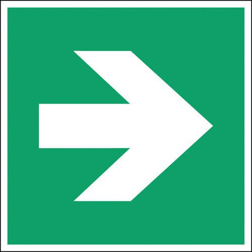 Panel de emergencia y evacuación cuadrado - Flecha de dirección a la derecha - Rígido