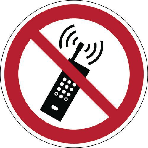 Panel de prohibición redondo - Prohibición de activar los teléfonos móviles - Rígido