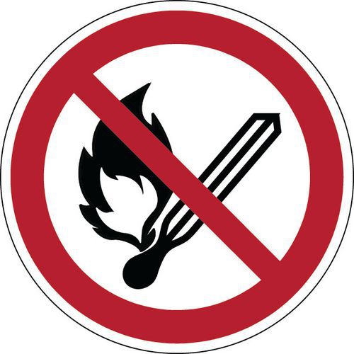Panel de prohibición redondo - Prohibido encender fuego - Rígido Panel de prohibición redondo - Prohibido encender fuego - Rígido