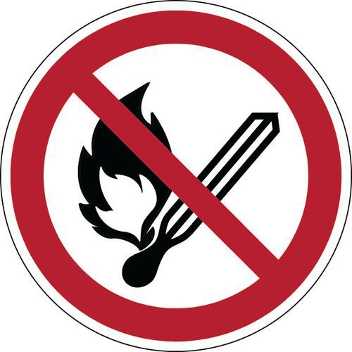 Panel de prohibición redondo - Prohibido encender fuego - Rígido