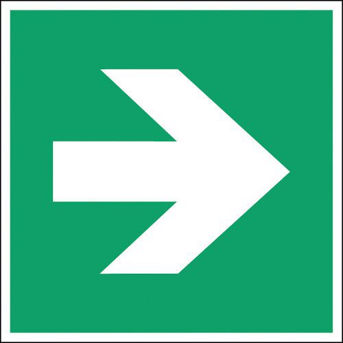 Panel de emergencia y evacuación cuadrado - Flecha de dirección a la derecha - Rígido