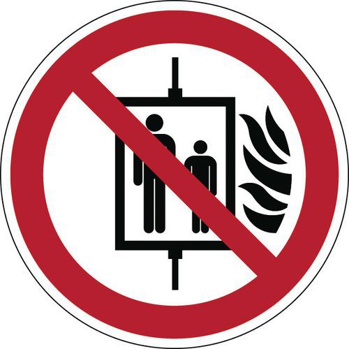 Panel de prohibición - No utilizar ascensor en caso de incendio Rígido