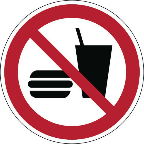 Panel de prohibición - No comer o beber - Rígido