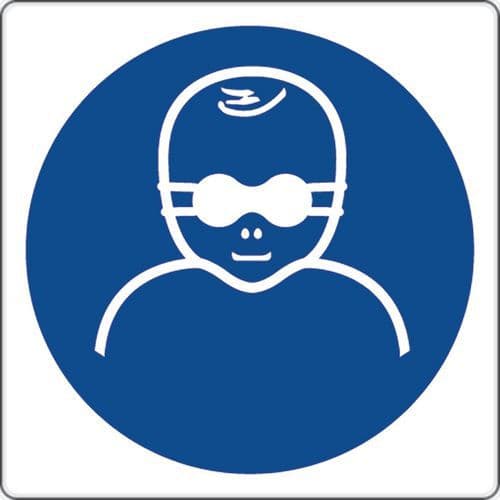 Panel de obligación - Usar gafas con vidrios opacos niños - Aluminio