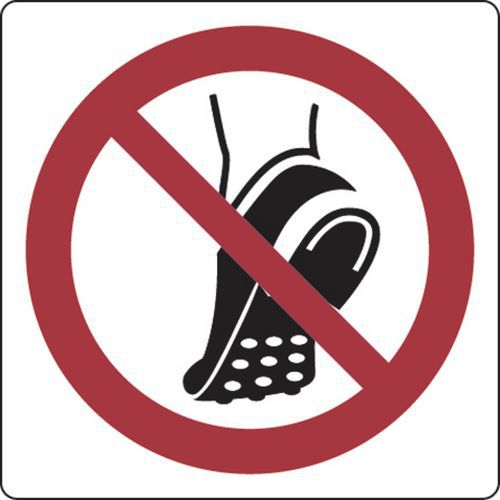 Panel de prohibición - Usar calzado con tacos - Aluminio