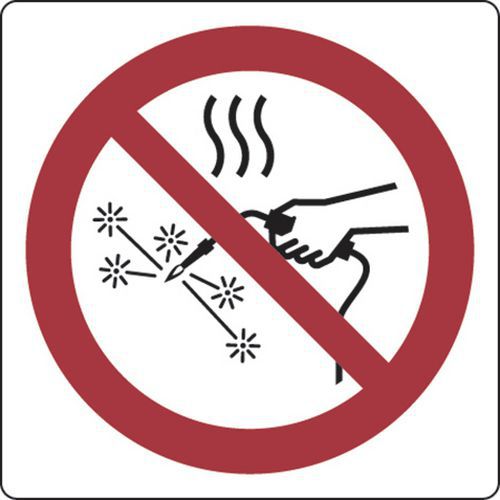 Panel de prohibición - Prohibido aparatos que generan calor - Aluminio