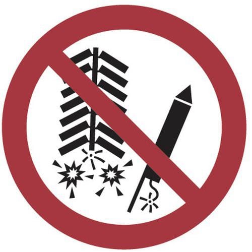 Panel de prohibición - No encender fuegos artificiales - Aluminio