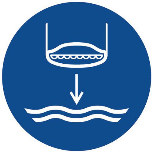 Panel de obligación - Poner bote salvavidas al agua - Aluminio
