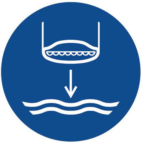 Panel de obligación - Poner bote salvavidas al agua - Aluminio