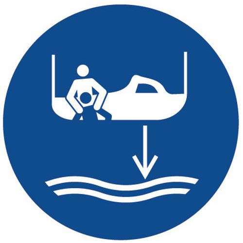 Panel de obligación - Poner embarcación de salvamento en el agua - Aluminio Panel de obligación - Poner embarcación de salvamento en el agua - Aluminio