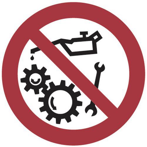 Panel de prohibición - No trabajar sobre máquina en movimiento - Aluminio