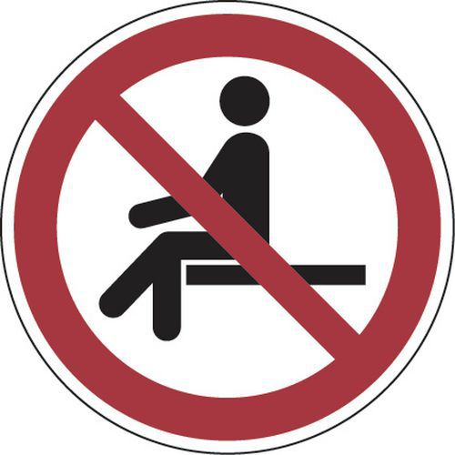 Panel de prohibición - Prohibido sentarse - Aluminio REDONDO