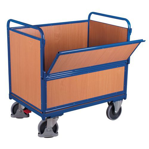 Carro de madera ergonómico sin tapa - 1 pared 1/2 abatible - 500 kg