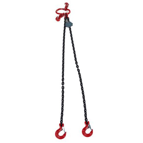 Eslinga con cadena de 2 ramales y gancho de lengüeta - Capacidad 1,6T - Manutan Expert Eslinga con cadena de 2 ramales y gancho de lengüeta - Capacidad 1,6T - Manutan Expert
