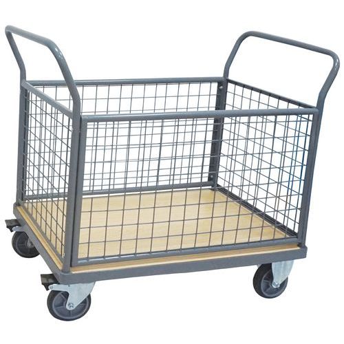 Carro 4 paredes con rejilla - Capac. 500 kg - Manutan