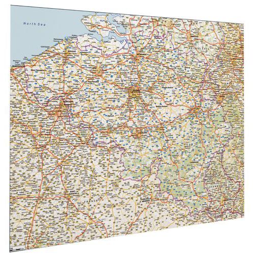 Mapa de carreteras magnético de Bélgica-Luxemburgo 110 x 130 cm