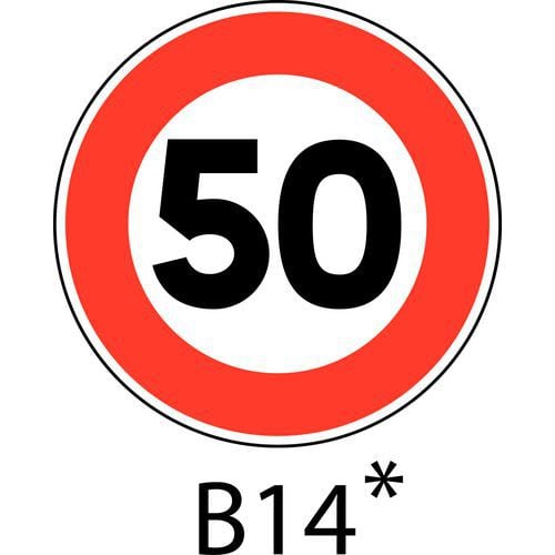 Panel de señalización - B14 - Debe indicarse el límite de velocidad