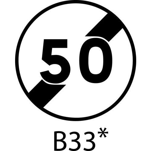 Panel de señalización - B33 - Fin del límite de velocidad a precisar