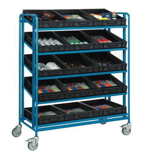 Carro de acero inclinable para cubetas - 3 a 5 bandejas - con cubetas