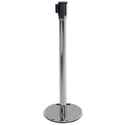 Poste cromado con correa 5 m - Base con ruedas - Manutan Expert