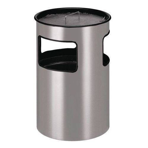 Papelera-cenicero de acero inoxidable con tapa - 30 L o 50 L - Manutan Expert Papelera-cenicero de acero inoxidable con tapa - 30 L o 50 L - Manutan Expert