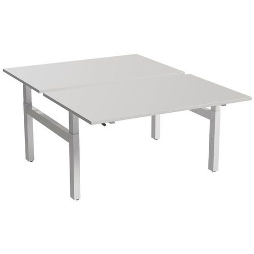 Escritorio recto ergonómico Bench con manivela, 2 plazas y patas en H - Kelli