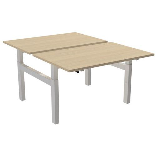 Escritorio recto ergonómico Bench con manivela, 2 plazas y patas en H - Kelli