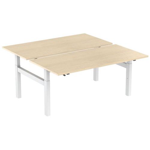 Escritorio recto ergonómico Bench con manivela, 2 plazas y patas en H - Kelli
