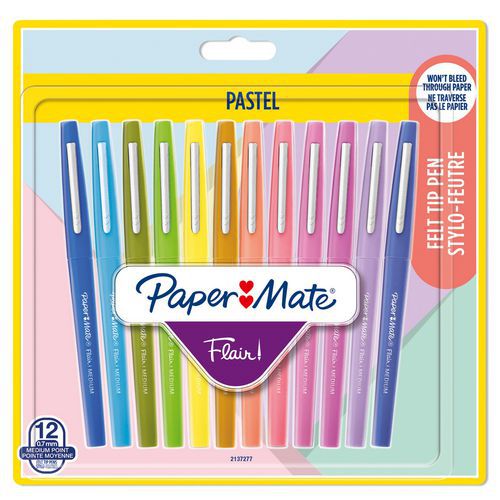 Caja de 12 rotuladores Flair® - pastel surtido - Paper Mate®