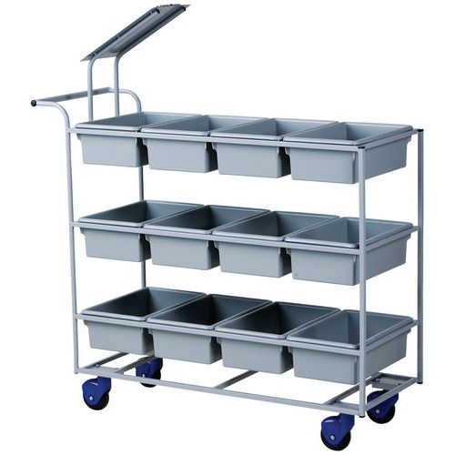 Carro de acero recogida de pedidos y correo - Longitud 1190 mm - Capacidad 150 kg