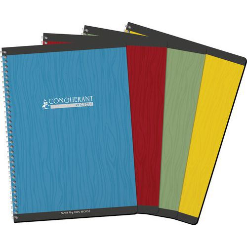 Cuaderno con encuadernación integral, cuadrícula de 5 x 5 mm, papel reciclado, 180 p - Conquérant