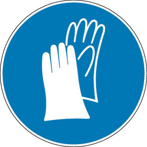 Señal de obligación - Uso de guantes de seguridad obligatorio - Rígida