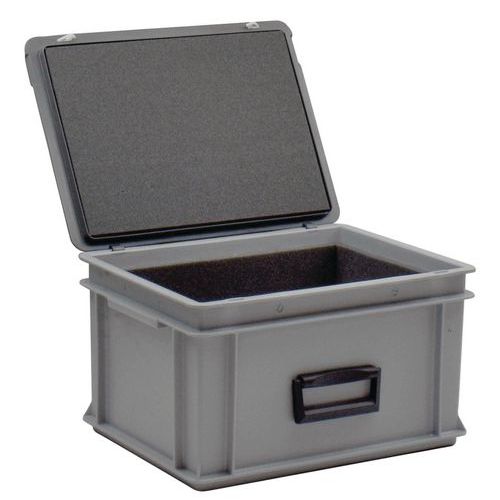 Caja-maletín Rako con tapa - Interior de espuma - 600 mm de longitud