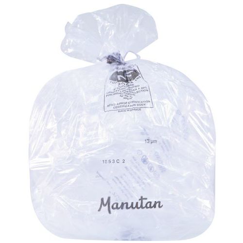 Bolsa de basura transparente - Desechos pesados - De 30 a 110 L - Manutan Expert Bolsa de basura transparente - Desechos pesados - De 30 a 110 L - Manutan Expert