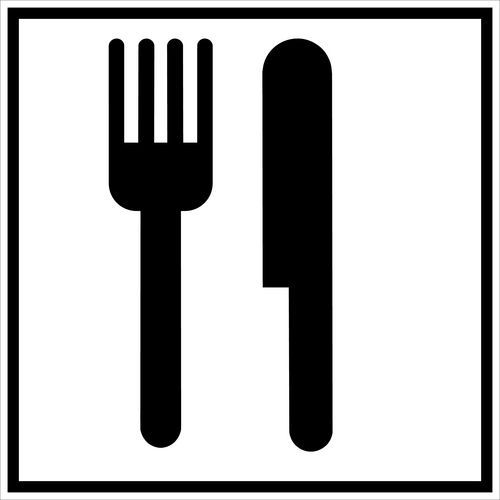 Pictograma de señalización blanco y negro - Adhesivo - Restaurante