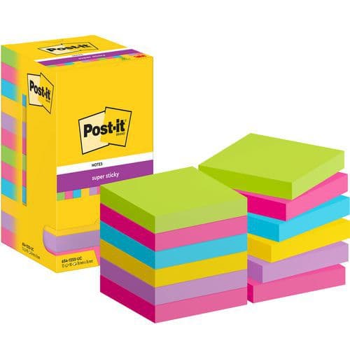 Notas Post-it® Super Sticky 76 x 76 mm 12 bloques surtidos