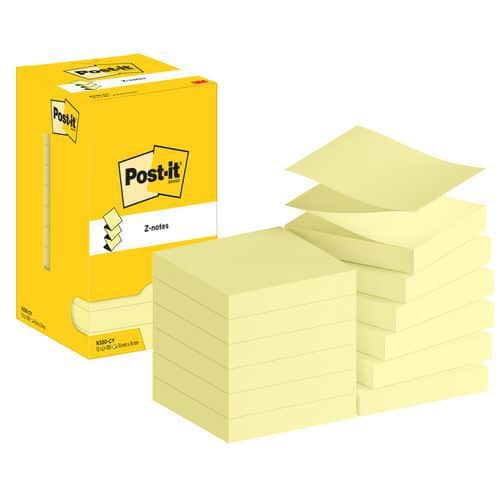 Post-it® Z-Notes de 76 x 76 mm, 12 bloques amarillos - Post-it®