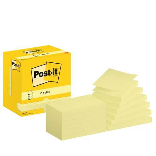 Post-it® Z-Notes de 76 x 127 mm, 12 bloques amarillos - Post-it®