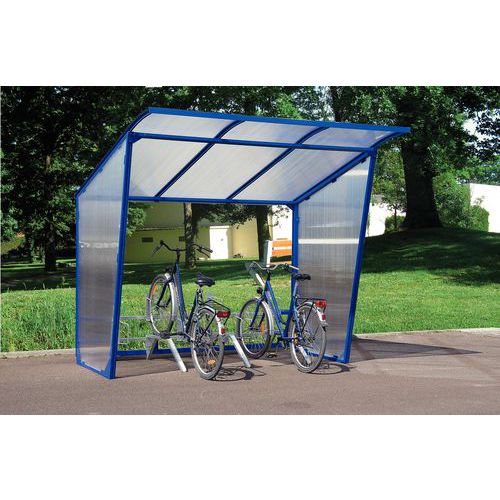 Refugio para bicicletas con techo inclinado - Sin aparcabicicletas - Módulo siguiente